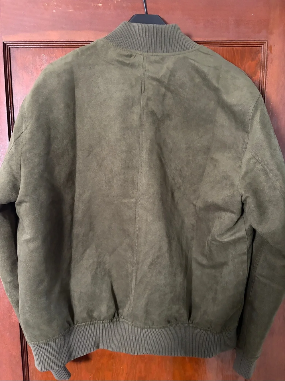 Banana Republic Olive Suede Bomber Jacket - Men's Zip Front
